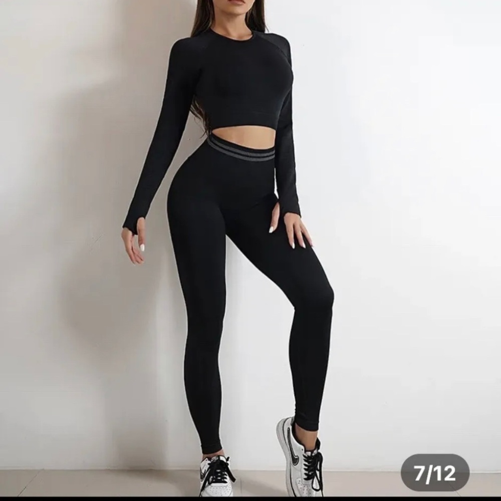 Women Yoga Set Zipper Top Sport Suit Bra Workout Clothes Gym Fitness